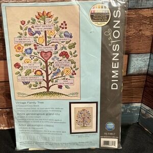 Dimensions Cross Stitch Kit Vintage Family Tree 9" x 12"  #70-73817